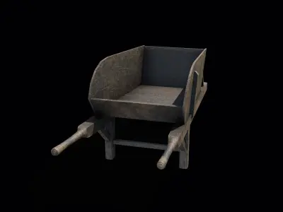 Wooden Cart Low-poly 3D model 5