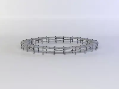 Wooden circle platform Low-poly 3D model