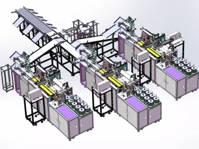 Vacuum packaging machine packaging and sorting line 3D model