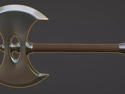 Battle axe Low-poly 3D model 23