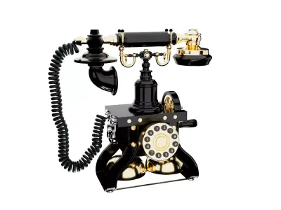Vintage Luxury Telephone  Black and Gold Classic Desk Phone 3D model