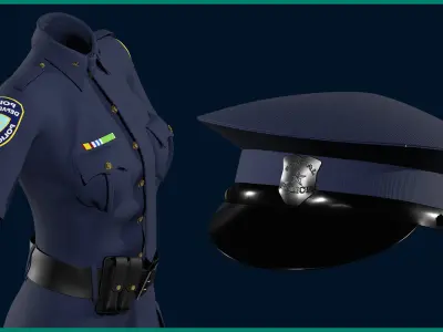 female police uniform with texture 3D model
