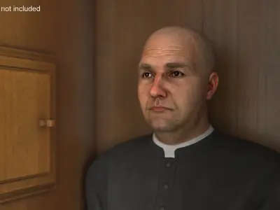 Confessional Booth with Priest 3D model