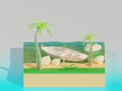 Minimalist beach or coast 3D model