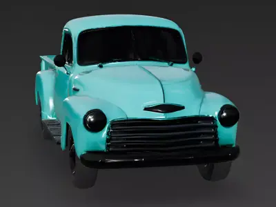 Realistic 1950s Rural Pickup Truck 3D Model Low-poly 3D model