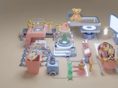 Production of Toy Factory Futuristic  Low-poly 3D model