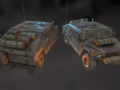 Humvee vehicle Woodland Camouflage 3D model