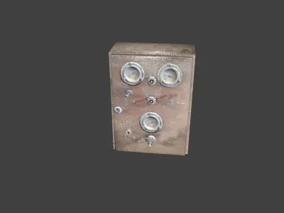 Old pneumatic electrical panel Low-poly 3D model