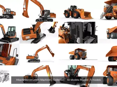 Hitachi Construction Machinery Collection - All Models Rigged 3D Model Pack