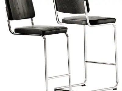 Thonet S 32 Bar Stool and Muuto Linear High Table 3D model