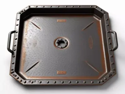 Industrial Rusty Metal Tray Cover 3D model