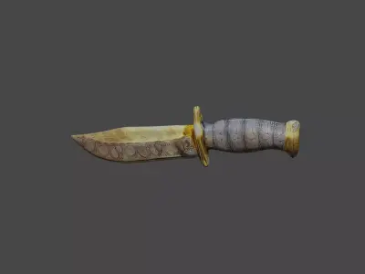 GOLD PLATED KNIFE 3D MODEL  Low-poly 3D model