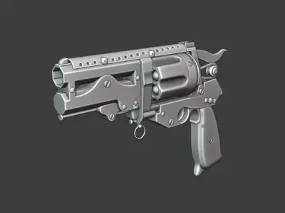 Revolver silver Free 3D model