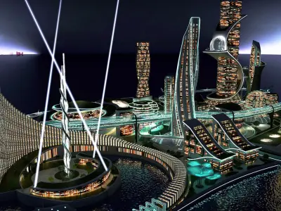  Realistic Future City 1 Day and Night Collection 