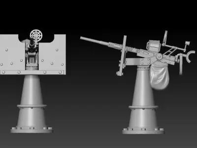 WWII Oerlikon guns for 3D print 3D print model