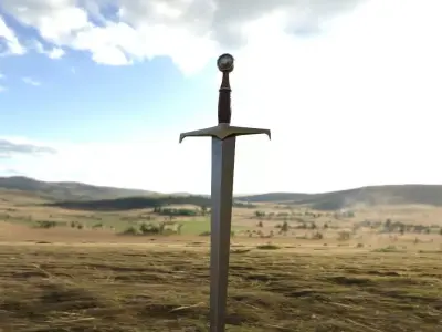 Medieval Sword Low-poly 3D model 19