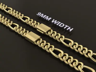 Figaro Cuban Chain Link Rounded Frame 9mm Width 3D print model