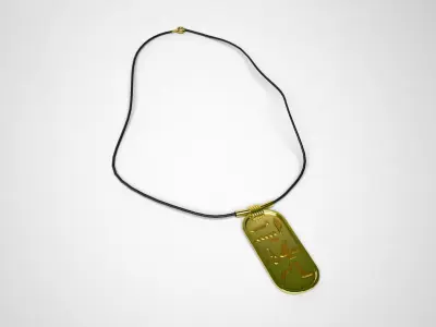 Gold Egyptian Cartouche Necklace 3D model