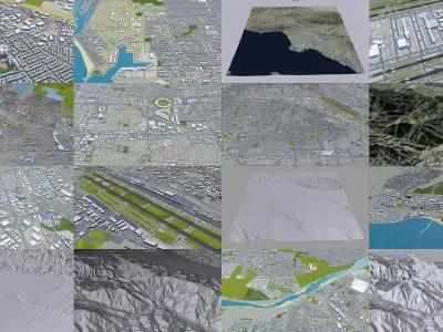 Los Angeles Metropolitan Area and California Top 20 Cities 3D Model Pack purchase