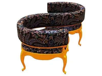 Antique courting chair Low-poly 3D model buy