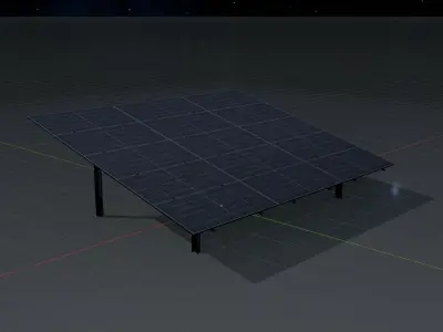 Solar module version 2 width 7260mm tilt angle 15 degrees Low-poly 3D model