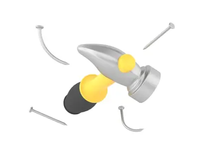 Hammer With Nails 3D model