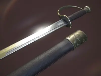 Pirates Cutlass Sword And Sheath Low-poly 3D model