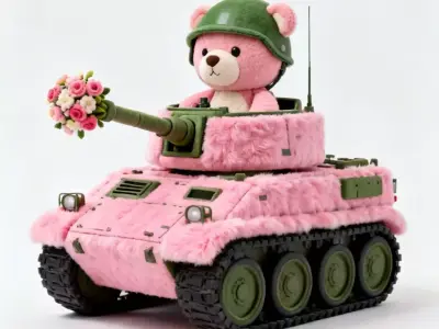 Cuddly Commando Plush Tank 3D Model Low-poly 3D model