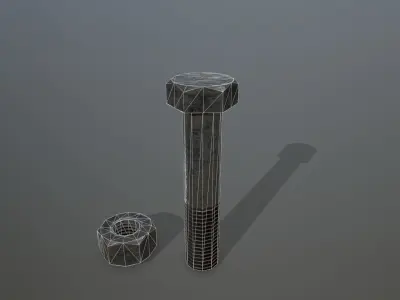 Bolts bolt and nut Low-poly 3D model 15