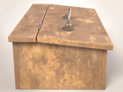 Vintage wooden secretary box Low-poly 3D model