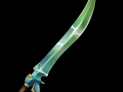 Handpainted Fantasy Elven Sword Low-poly 3D model Low-poly 3D model