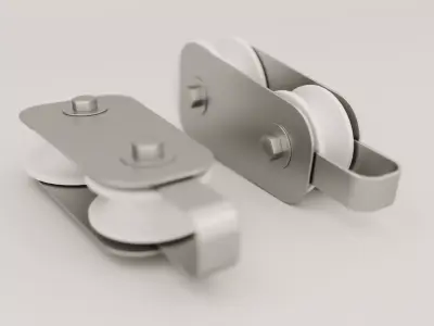 block two stainless steel pulleys 3D model