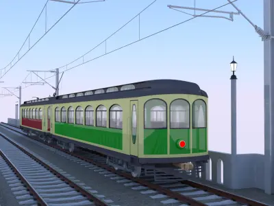 Viaduct with historical tram 3D model