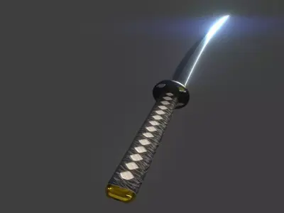 Katana samurai sword Low-poly 3D model 12