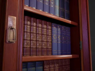 Victorian Bookcase Game-Ready Low-poly 3D model