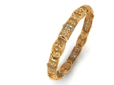 Bangle antique gold bracelet 3D print model