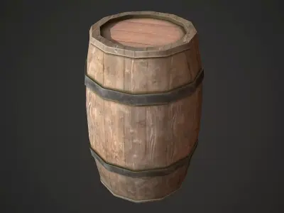 Barrel Low Poly wooden Low-poly 3D model