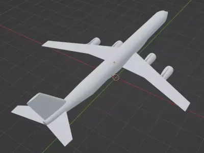 Fictional Quad Engine Modernized 1950s Jetliner DC-8-71 Inspired Low-poly 3D model