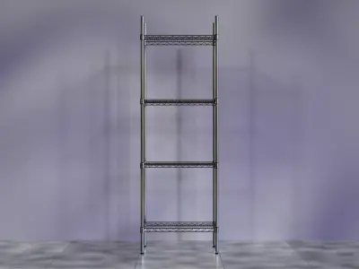 Wire Shelves - 24 inches X 14 inches X 72 inches in chrome Low-poly 3D model
