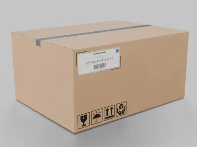 Rectangular Cardboard Box - Rigged and Fully Customizable Low-poly 3D model