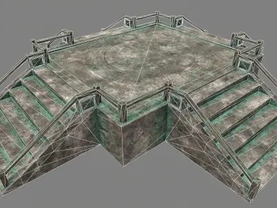 stairs stone staircase with metal railings Low-poly 3D model purchase
