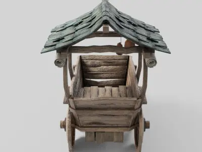 Medieval Cart Low-poly 3D model 6