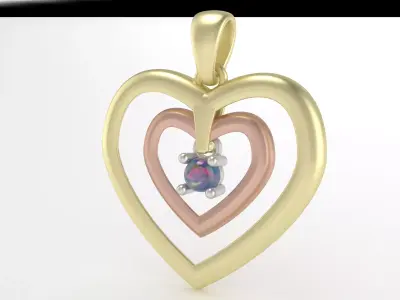 3 part heart pendant  3D print model