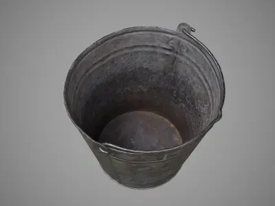 Old rusty metal bucket Low-poly 3D model
