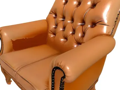 Classic Tufted Leather Armchair Low-poly 3D model