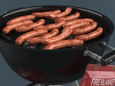 Outdoor Grill Fire Blanket Red 3D model