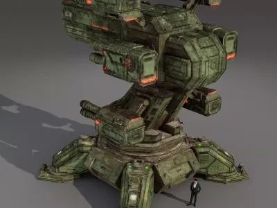 Heavy Sci-Fi Urban Defense Turret - PBR Game Ready Low-poly 3D model