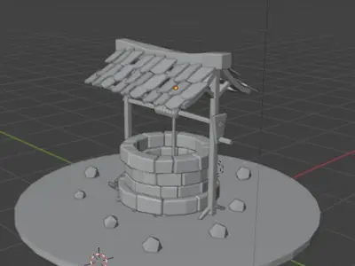 Low Poly Water Well Stylized Game Asset Cartoon Environment Prop Free low-poly 3D model