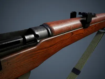 Lee Enfield MK III - WW2 rifle Low poly PBR Low-poly 3D model
