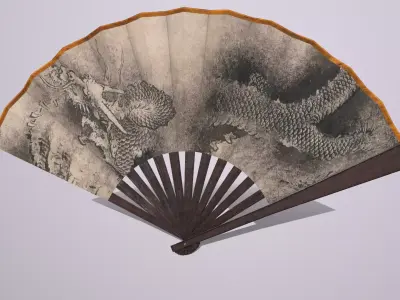 Folding fan Low-poly 3D model get